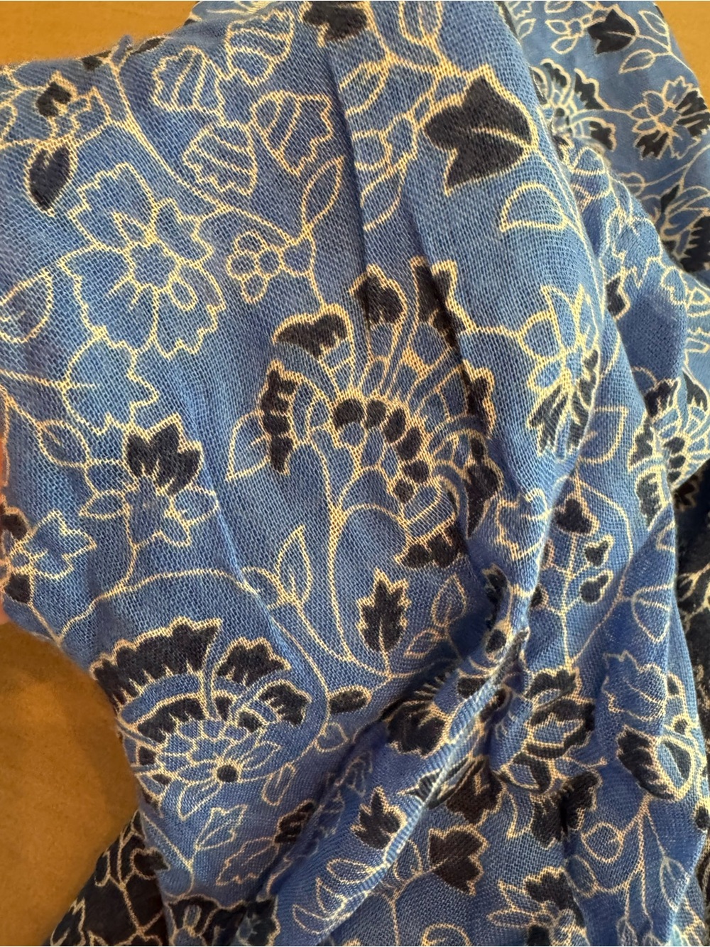 Lightweight Blue Floral Scarf - Elizabeth Gillett